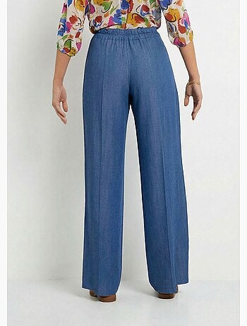 Pantalon large en lyocell ceinture élastiquée - Afibel