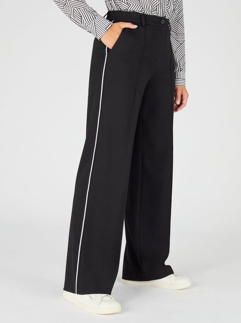 Pantalon large en maille - Damart Noir - Kiabi