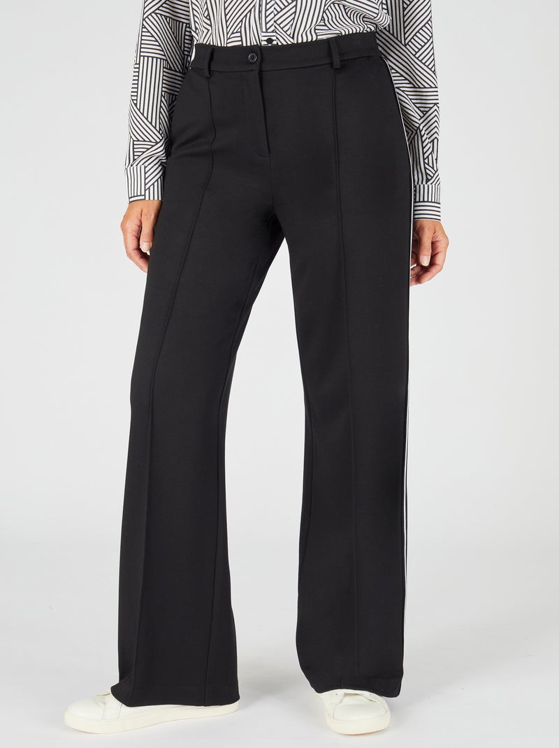 Pantalon large en maille - Damart Noir - Kiabi