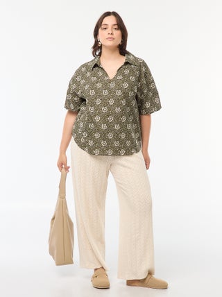 Pantalon large en maille ajourée