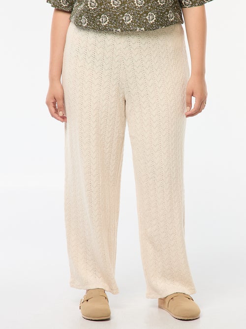 Pantalon large en maille ajourée - Kiabi