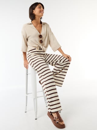 Pantalon large en maille ajourée