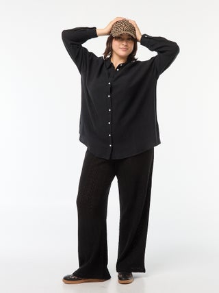 Pantalon large en maille ajourée