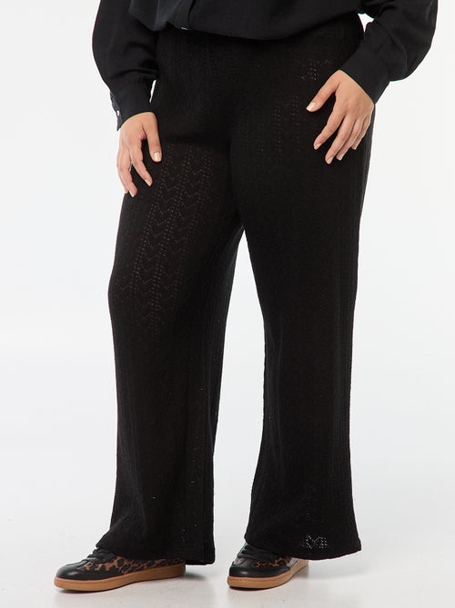 Pantalon large en maille ajourée - Kiabi