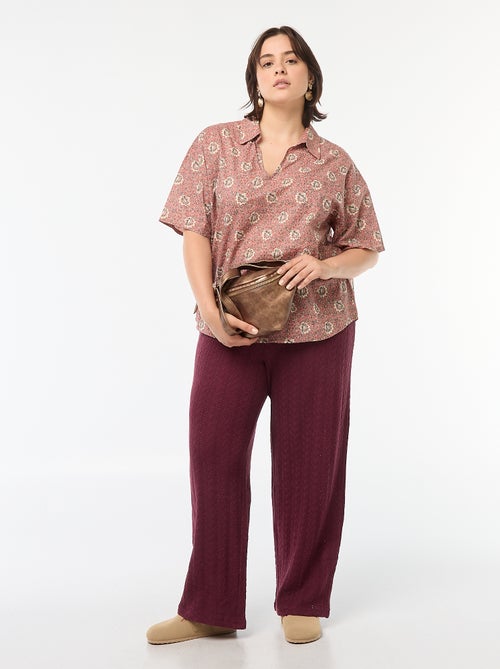 Pantalon large en maille ajourée - Kiabi