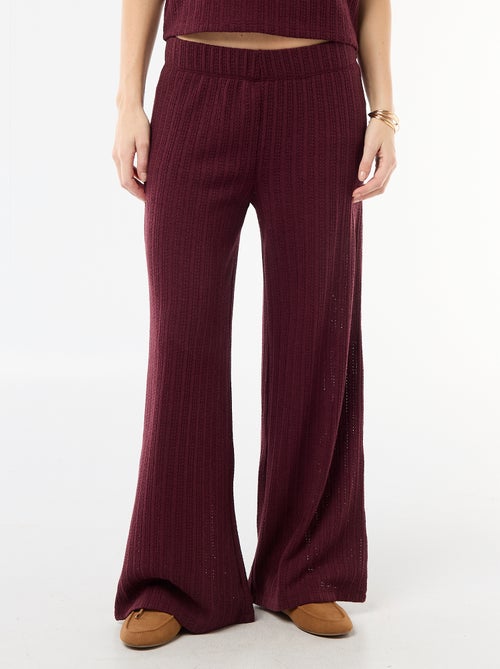 Pantalon large en maille ajourée - Kiabi