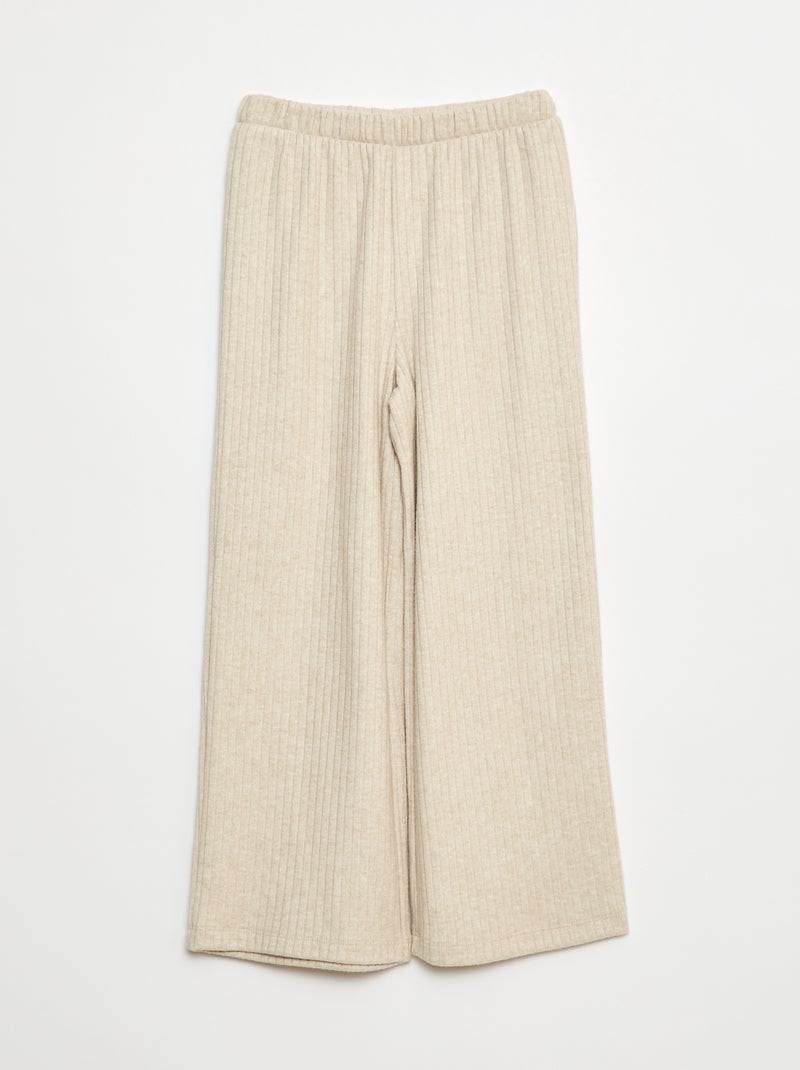 Pantalon large en maille Beige - Kiabi