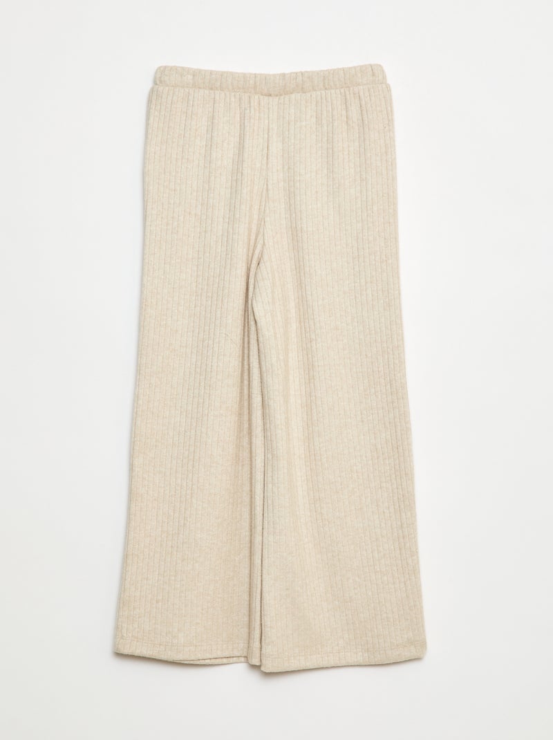 Pantalon large en maille Beige - Kiabi