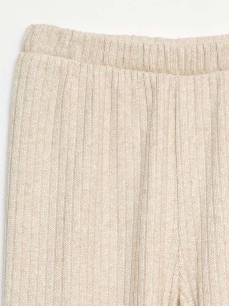 Pantalon large en maille Beige - Kiabi