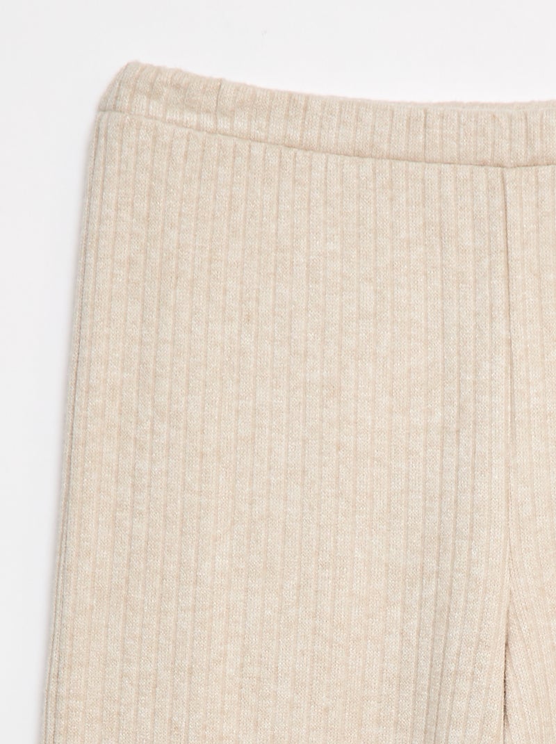 Pantalon large en maille Beige - Kiabi