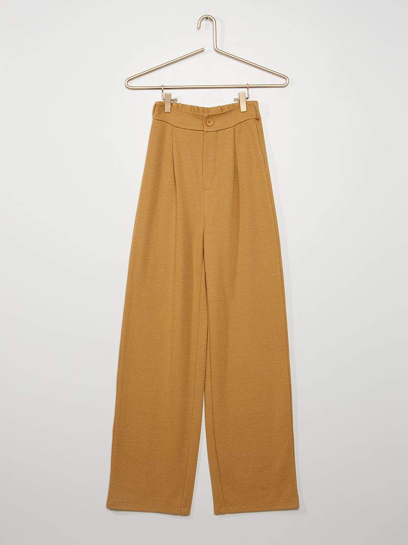 Pantalon large en maille beige - Kiabi