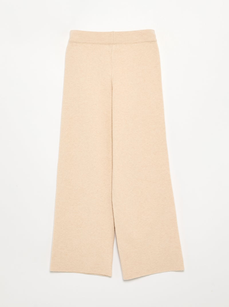 Pantalon large en maille compacte Beige - Kiabi