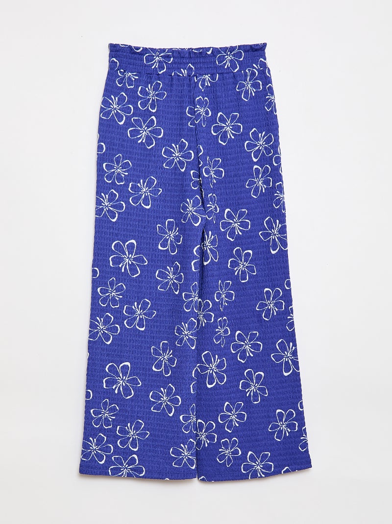 Pantalon large en maille crêpe Bleu - Kiabi