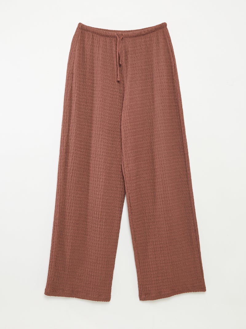 Pantalon large en maille crêpe Marron - Kiabi