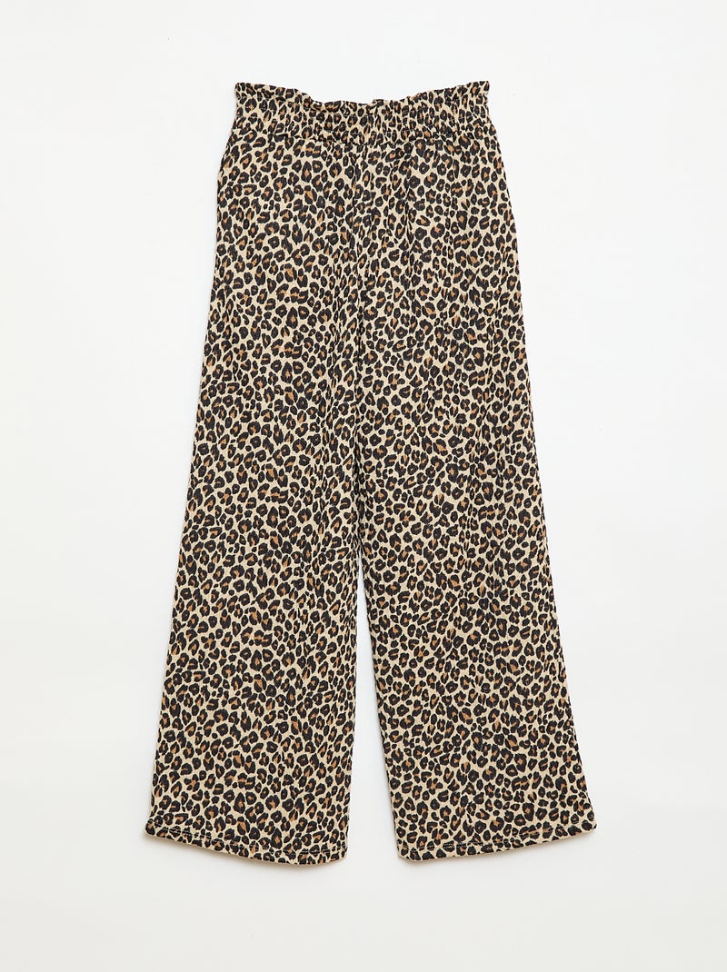 Pantalon large en maille crêpe Marron - Kiabi