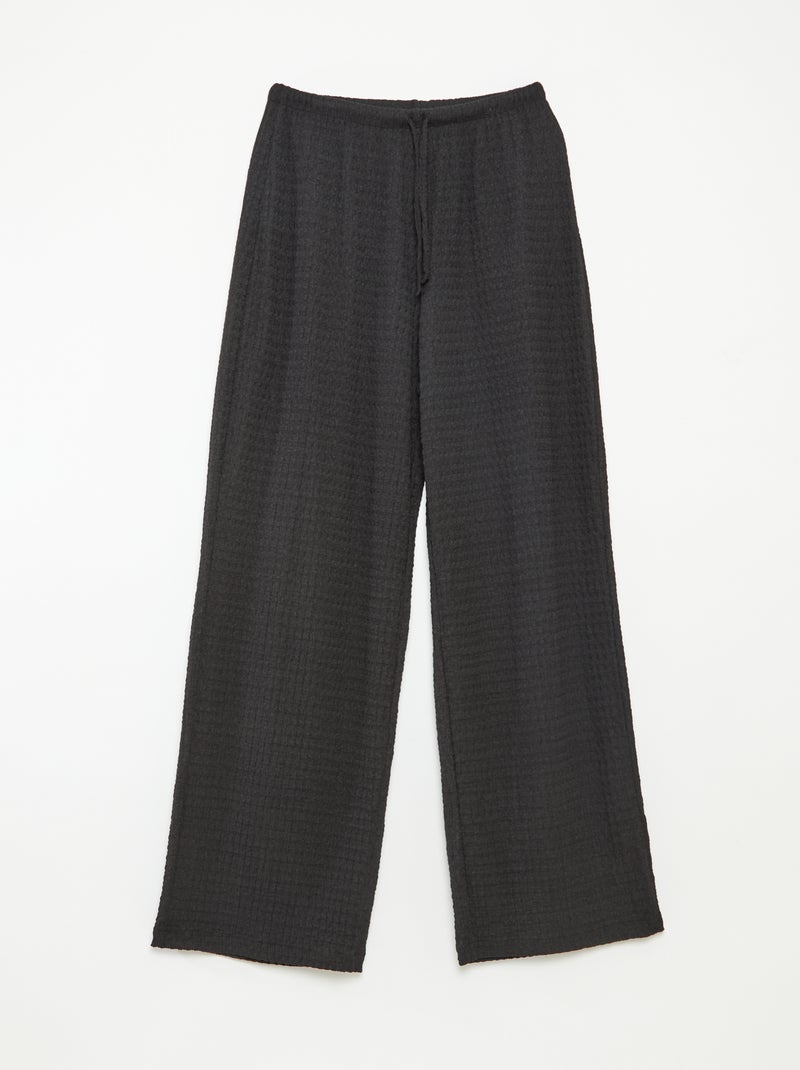 Pantalon large en maille crêpe Noir - Kiabi
