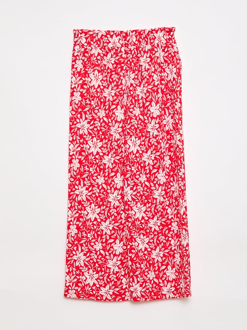 Pantalon large en maille crêpe Rouge - Kiabi