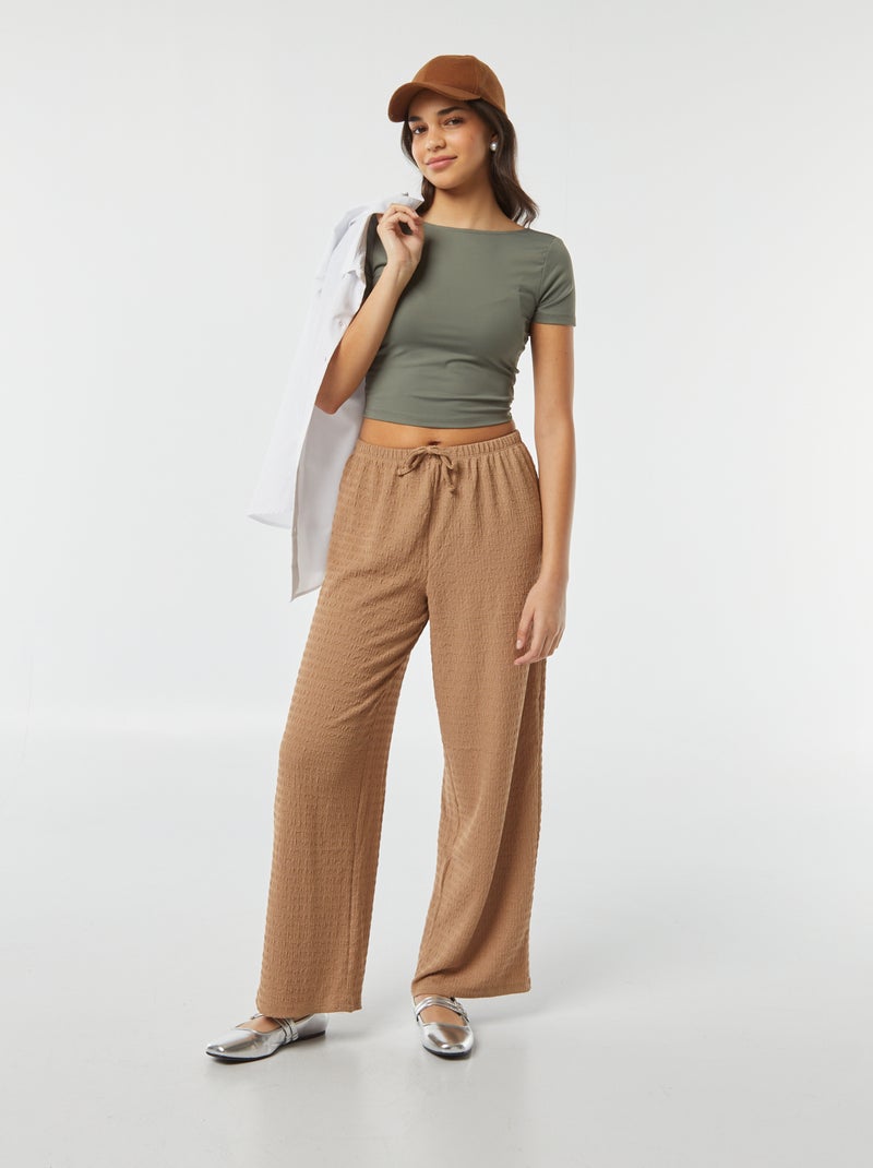 Wide Leg Pantalon Beige Ado Pantalon En Jean Coupe Large Wide Leg