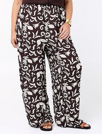 Pantalon large en maille crêpée