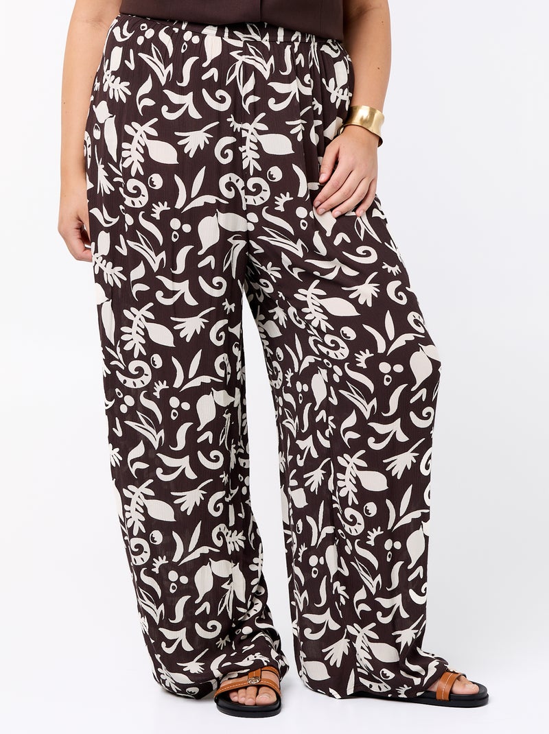 Pantalon large en maille crêpée Bleu - Kiabi