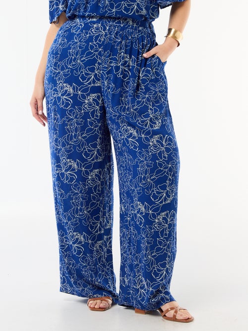 Pantalon large en maille crêpée - Kiabi