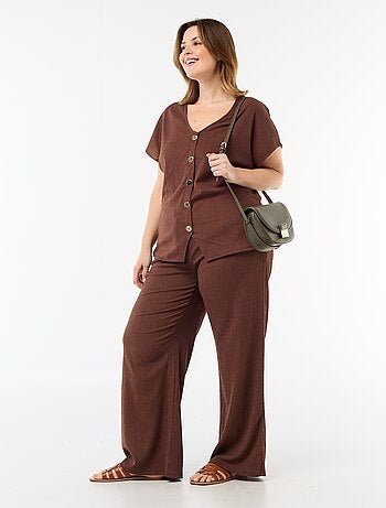 Pantalon large en maille crêpée