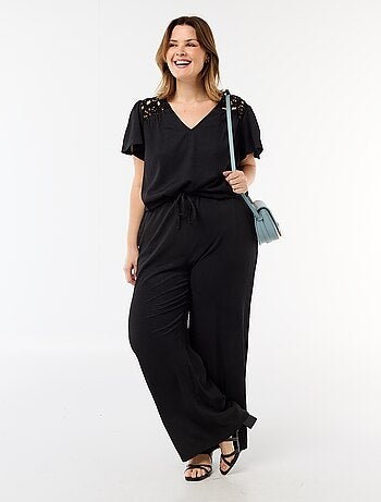 Pantalon large en maille crêpée