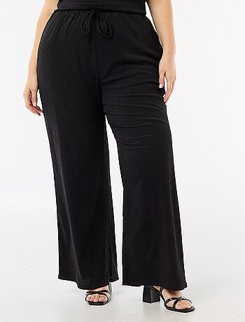 Pantalon large en maille crêpée