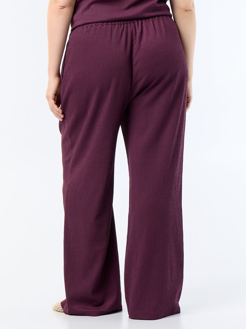 Pantalon large en maille crêpée Violet - Kiabi