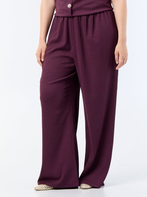 Pantalon large en maille crêpée - Kiabi