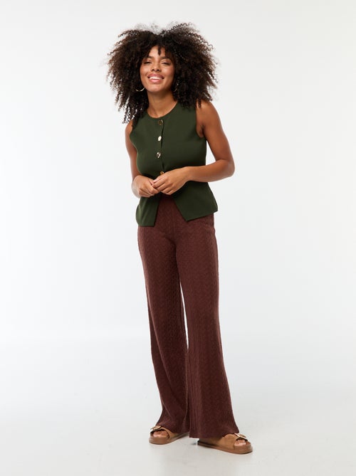 Pantalon large en maille crochet - Kiabi