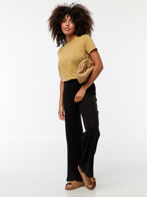Pantalon large en maille crochet - Kiabi