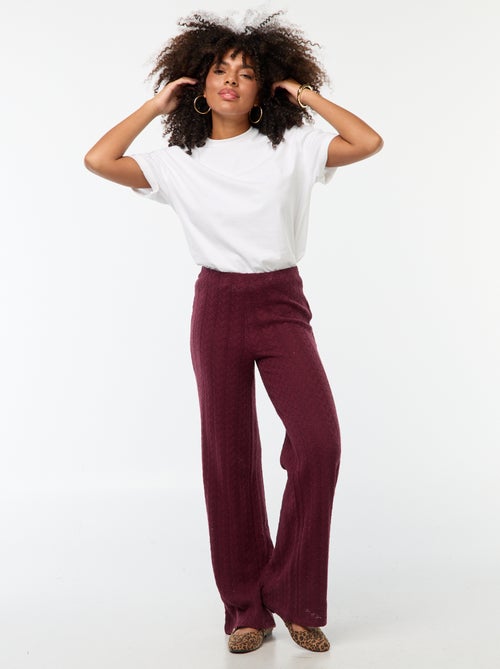 Pantalon large en maille crochet - Kiabi