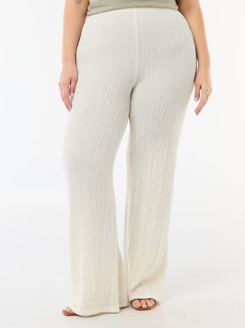 Pantalon large en maille gaufrée - Kiabi