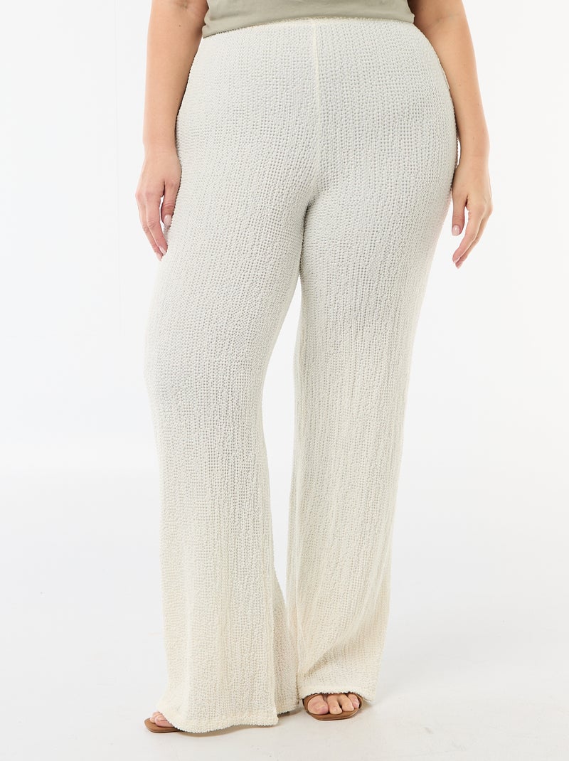 Pantalon large en maille gaufrée Blanc - Kiabi