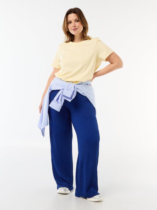Pantalon large en maille gaufrée - Kiabi