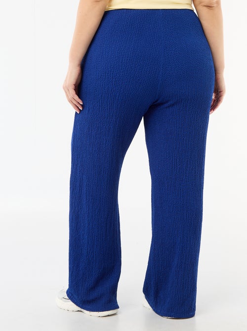 Pantalon large en maille gaufrée - Kiabi