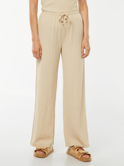 Pantalon large en maille gaufrée - Kiabi
