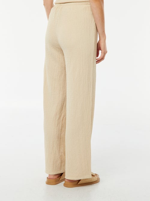 Pantalon large en maille gaufrée - Kiabi