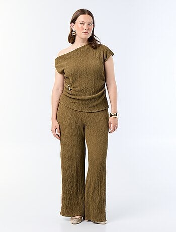 Pantalon large en maille gaufrée