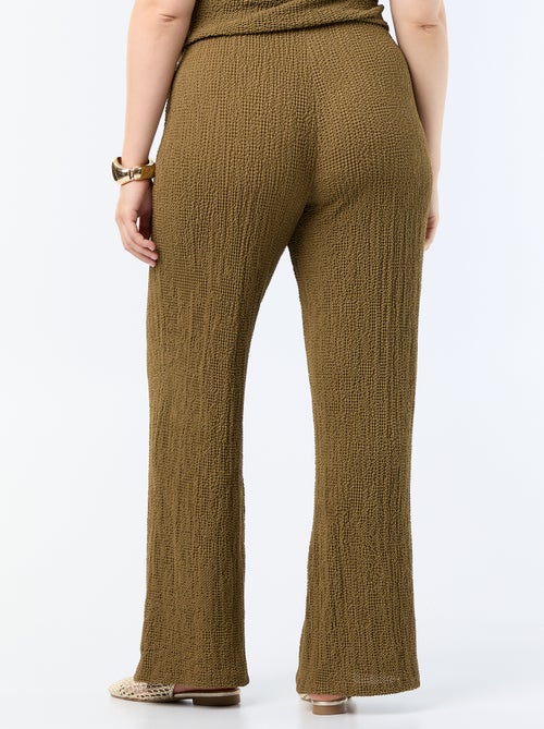 Pantalon large en maille gaufrée - Kiabi