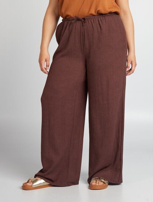 Pantalon large en maille gaufrée - Kiabi