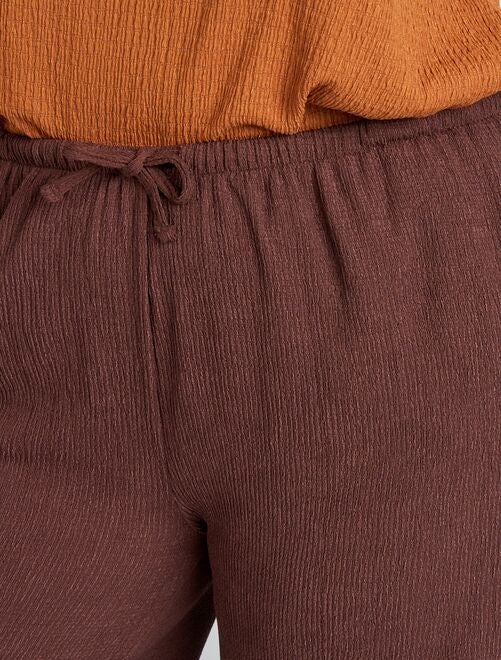 Pantalon large en maille gaufrée - Kiabi