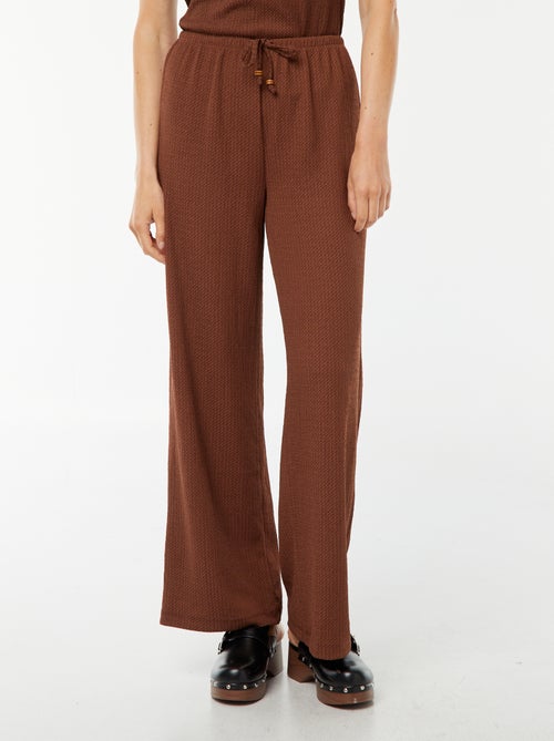 Pantalon large en maille gaufrée - Kiabi