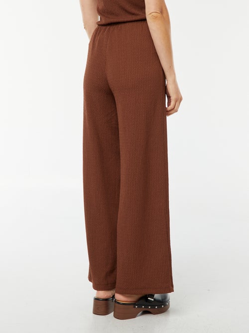 Pantalon large en maille gaufrée - Kiabi