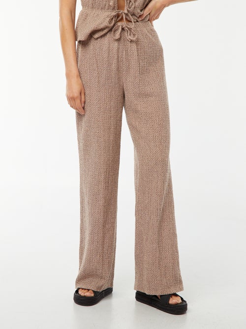 Pantalon large en maille gaufrée - Kiabi