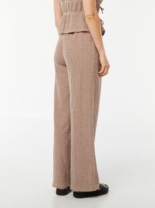 Pantalon large en maille gaufrée - Kiabi