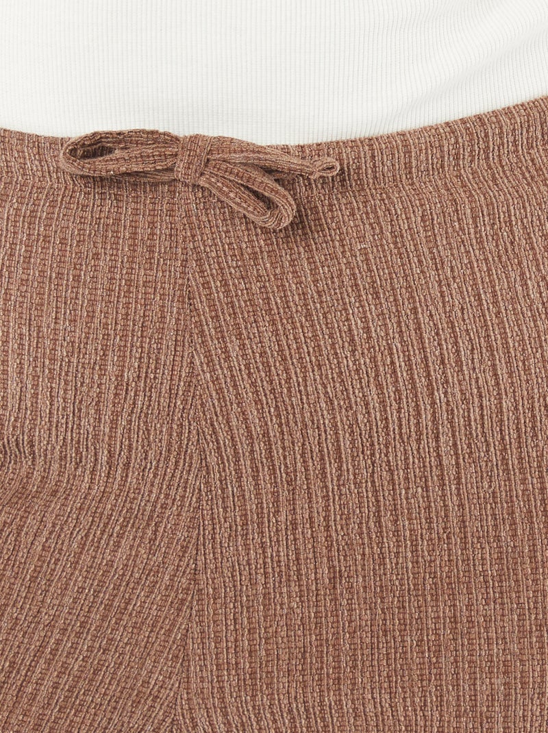Pantalon large en maille gaufrée Marron - Kiabi
