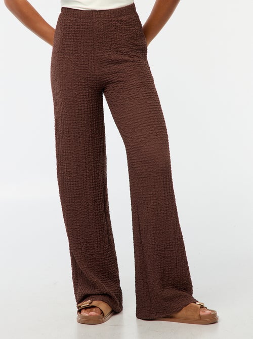 Pantalon large en maille gaufrée - Kiabi