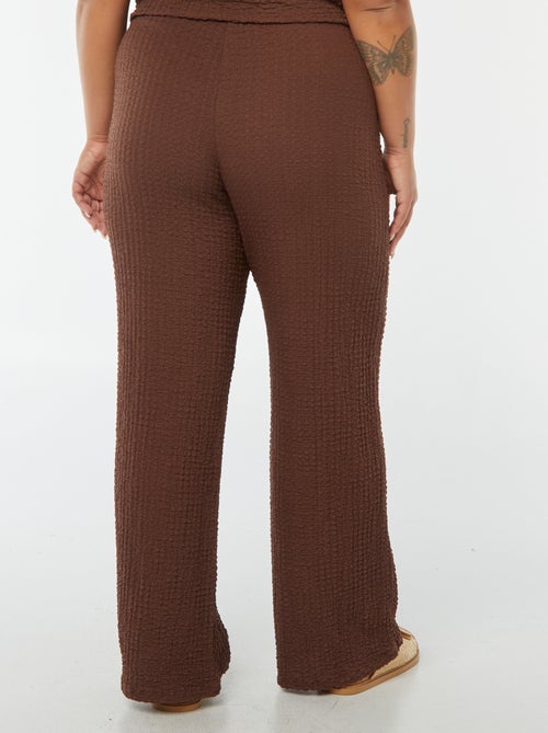 Pantalon large en maille gaufrée - Kiabi
